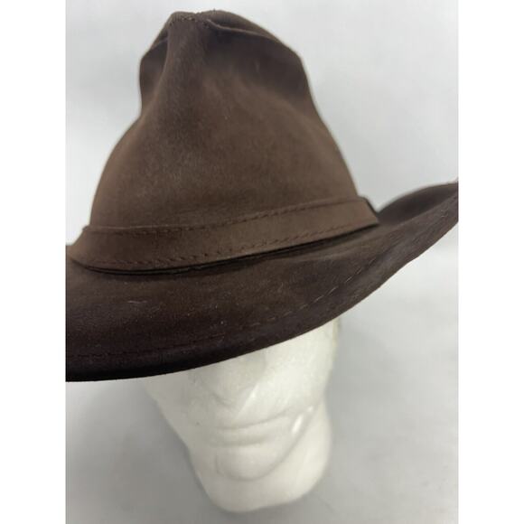 Minnetonka Genuine Leather Hat Size Large Brown Distressed - Picture 2 of 8